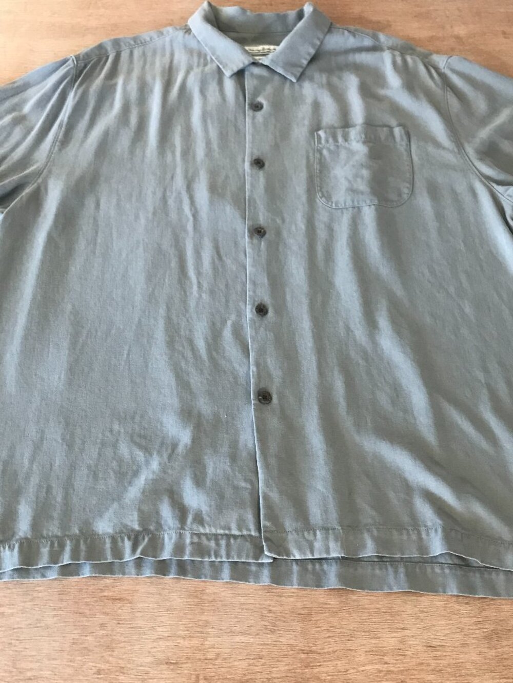 Tommy Bahama Original Fit 100% Silk Shirt Men XXL Gray Pocket Short Sleeve 19887